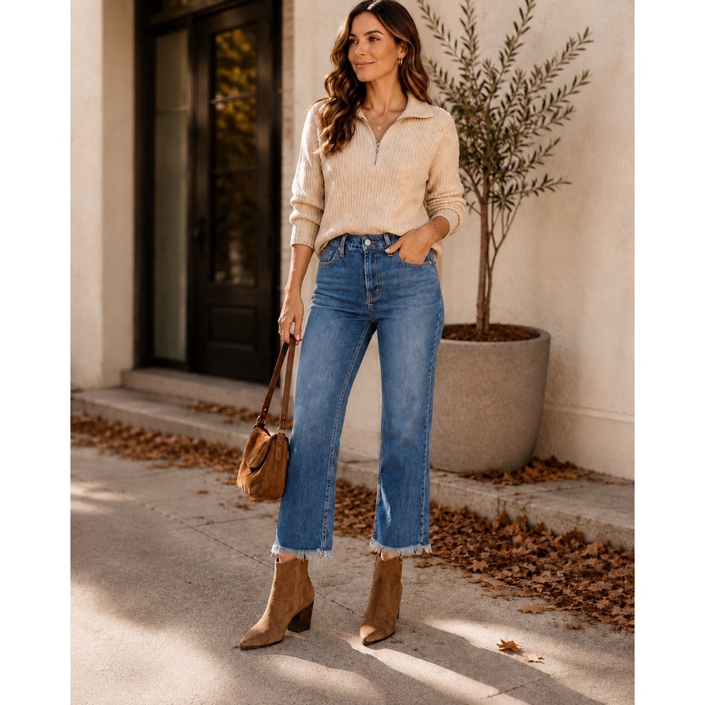 Good American Straight Leg Jeans in Medium Blue